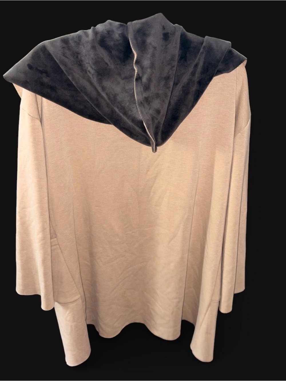 Rain Open-Front Two-Tone Cardigan Coatigan - Cream & Black - Picture 4 of 5